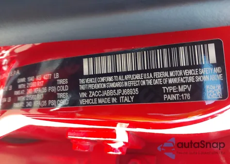 2018 Jeep Renegade Altitude Fwd/Latitude Fwd из США, поврежденный, VIN ZACCJABB5JP168935